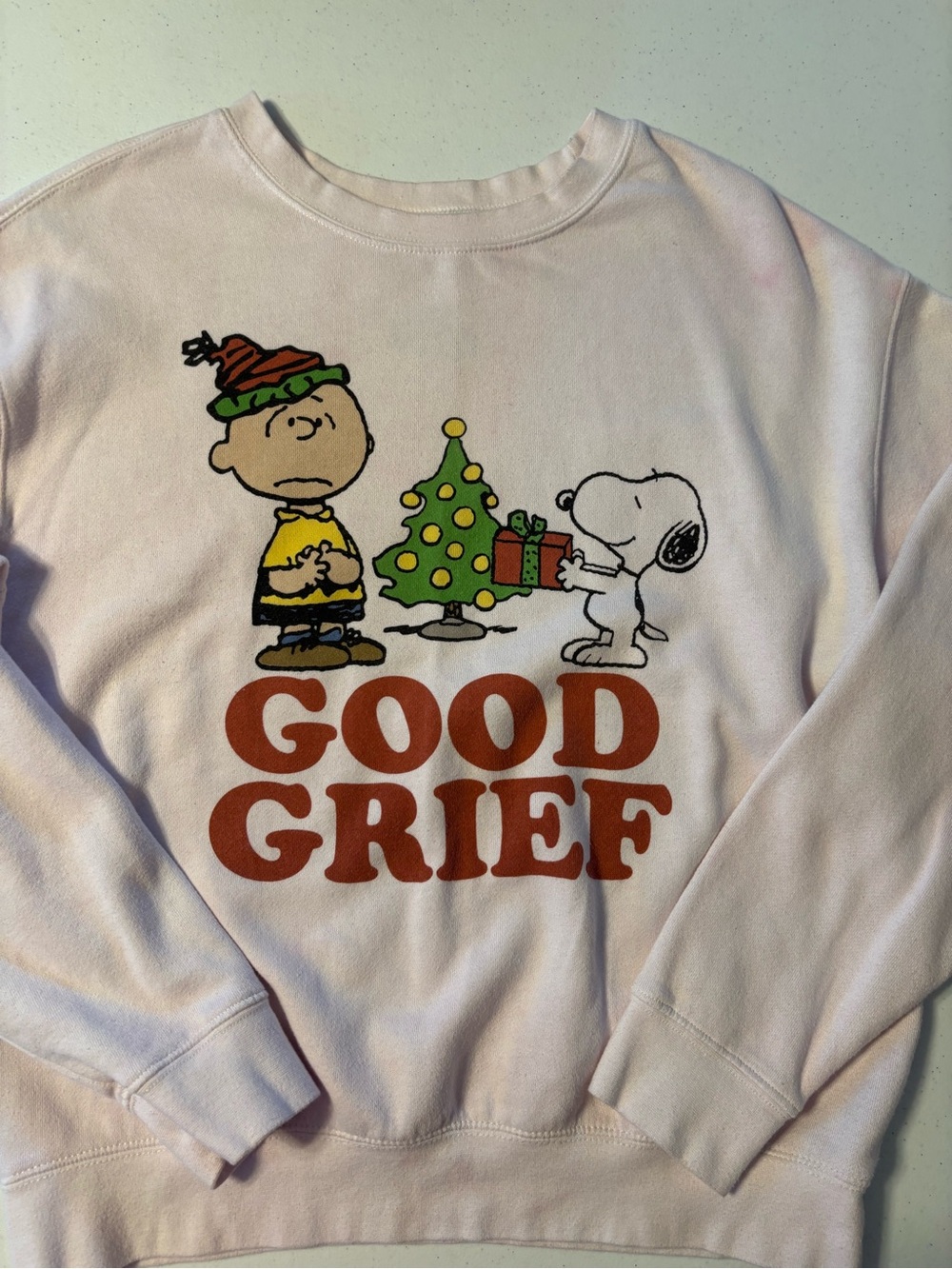 Good Grief light Pink Peanuts Holiday Sweatshirt - Picture 2 of 4